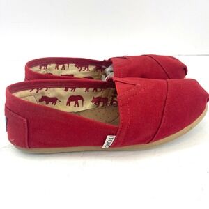 TOMS Red Canvas Classic Alpargata Slip On Shoes Women's W6